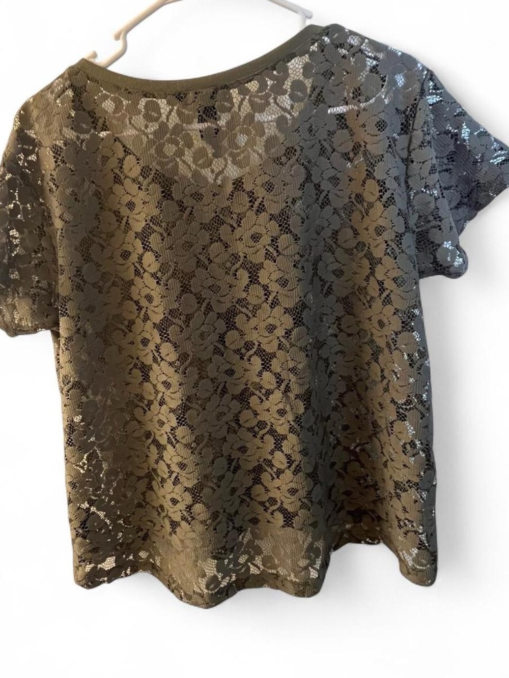 Olive Lace Short-Sleeve Tee - Women - Picture 4 of 4